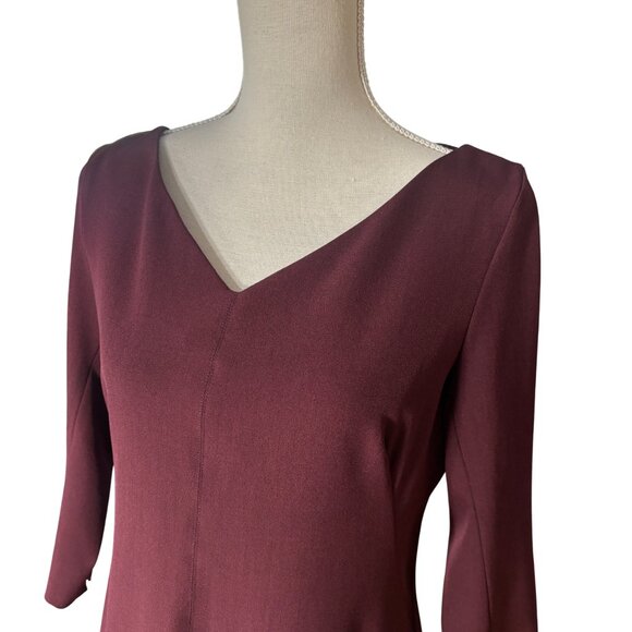 M.M. Lafleur The Alexandra 2.0 Dress in claret dark red size 14 career v-neck - Picture 4 of 10